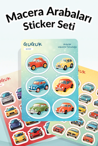 Macera Arabaları Sticker Yaprakları Seti 