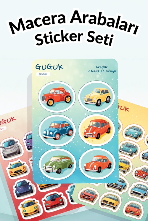 Macera Arabaları Sticker Yaprakları Seti
