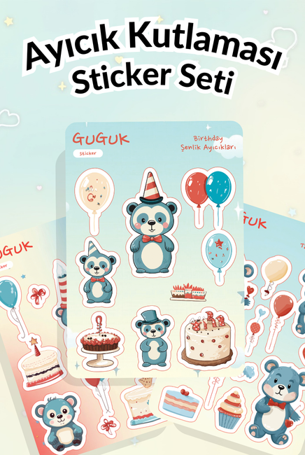 Ayıcık Kutlaması Sticker Yaprakları Seti