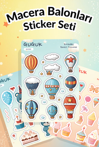 Macera Balonları Sticker Yaprakları Seti