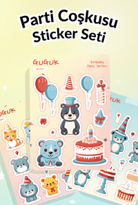 Parti Coşkusu Sticker Yaprakları Seti