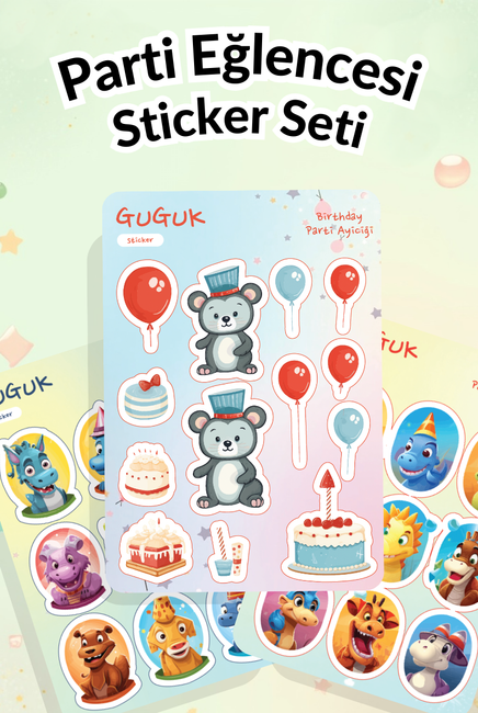 Parti Eğlencesi Sticker Yaprakları Seti
