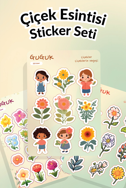 Çiçek Esintisi Sticker Yaprakları Seti