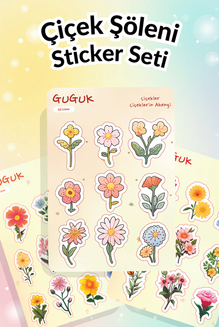 Çiçek Şöleni Sticker Yaprakları Seti