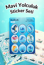Mavi Yolculuk Sticker Yaprakları Seti