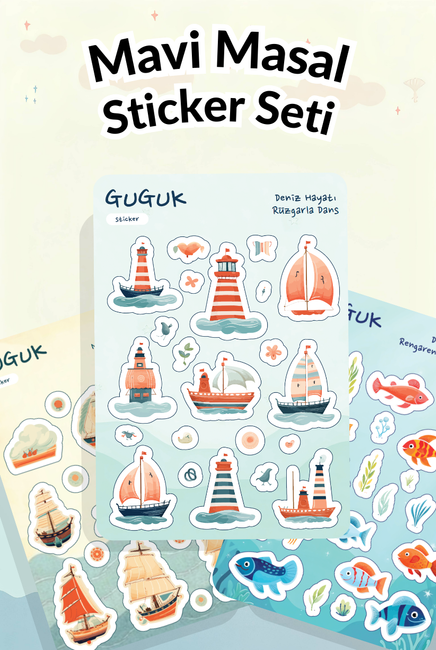 Mavi Masal Sticker Yaprakları Seti 