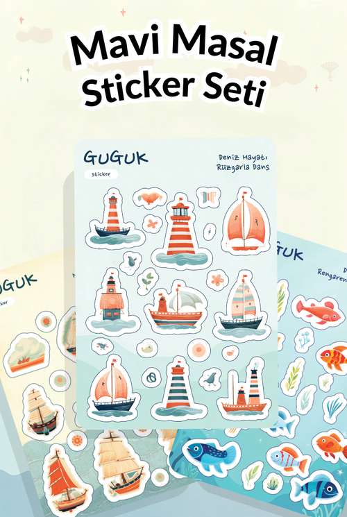 Mavi Masal Sticker Yaprakları Seti