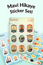 Mavi Hikaye Sticker Yaprakları Seti