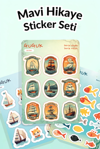 Mavi Hikaye Sticker Yaprakları Seti