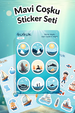 Mavi Coşku Sticker Yaprakları Seti