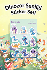 Dinozor Şenliği Sticker Yaprakları Seti