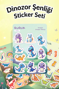 Dinozor Şenliği Sticker Yaprakları Seti