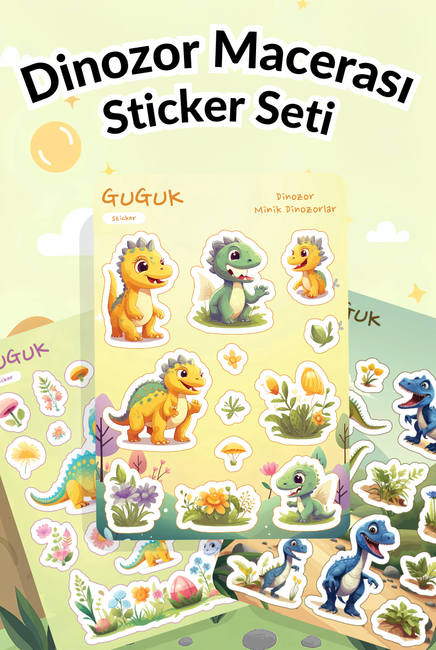 Dinozor Macerası Sticker Yaprakları Seti