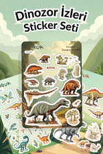 Dinozor İzleri Sticker Yaprakları Seti