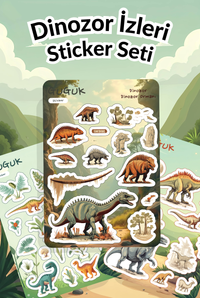 Dinozor İzleri Sticker Yaprakları Seti