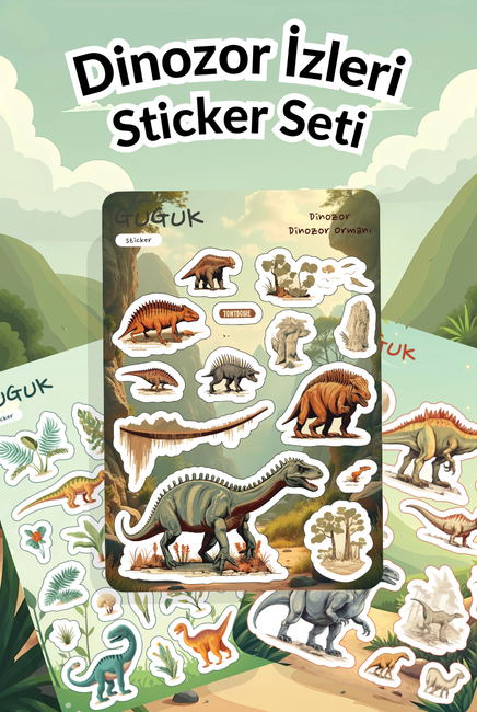 Dinozor İzleri Sticker Yaprakları Seti