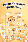 Aslan Yavruları Sticker Yaprakları Seti