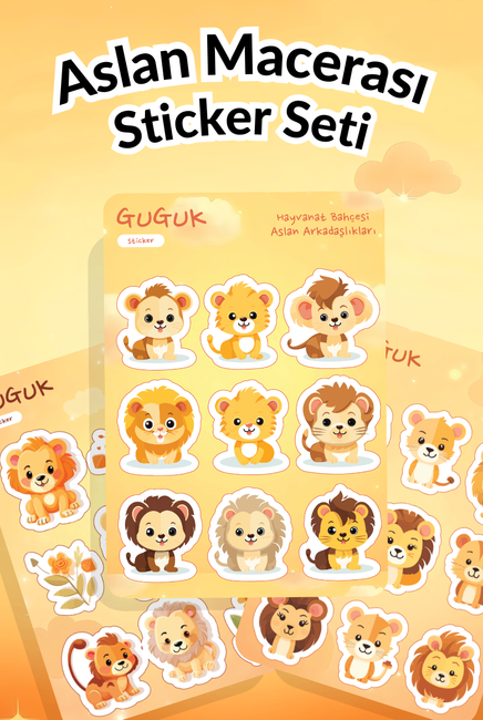 Aslan Macerası Sticker Yaprakları Seti