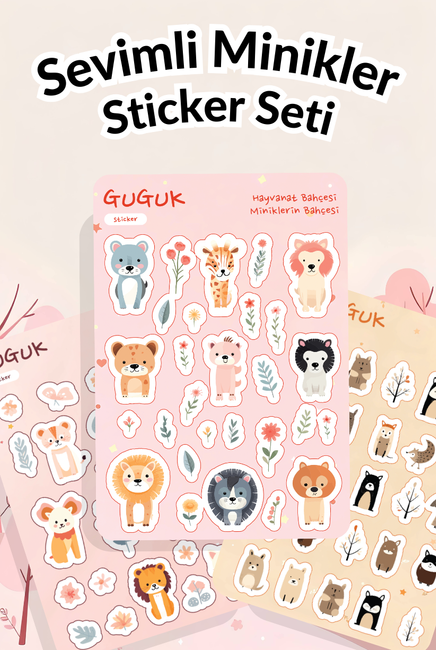 Sevimli Minikler Sticker Yaprakları Seti