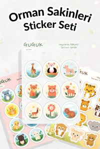 Orman Sakinleri Sticker Yaprakları Seti