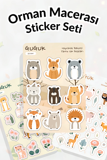 Orman Macerası Sticker Yaprakları Seti