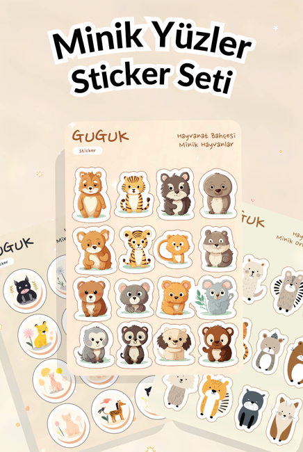 Minik Yüzler Sticker Yaprakları Seti