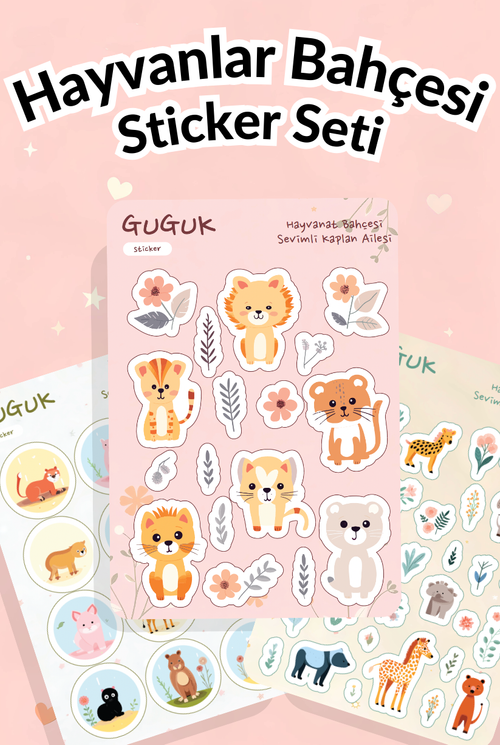 Hayvanlar Bahçesi Sticker Yaprakları Seti