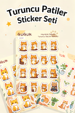 Turuncu Patiler Sticker Yaprakları Seti