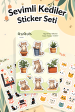 Sevimli Kediler Sticker Yaprakları Seti