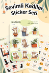 Sevimli Kediler Sticker Yaprakları Seti
