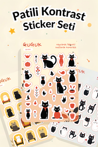 Patili Kontrast Sticker Yaprakları Seti
