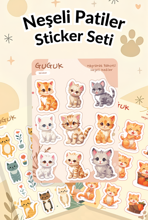 Neşeli Patiler Sticker Yaprakları Seti