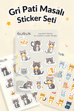 Gri Pati Masalı Sticker Yaprakları Seti 