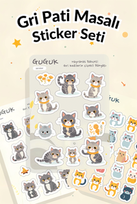 Gri Pati Masalı Sticker Yaprakları Seti 