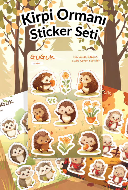 Kirpi Ormanı Sticker Yaprakları Seti