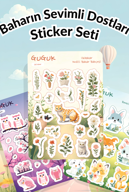 Baharın Sevimli Dostları Sticker Yaprakları Seti