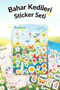 Bahar Kedileri Sticker Yaprakları Seti