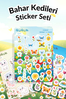 Bahar Kedileri Sticker Yaprakları Seti