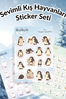 Sevimli Kış Hayvanları Sticker Yaprakları Seti