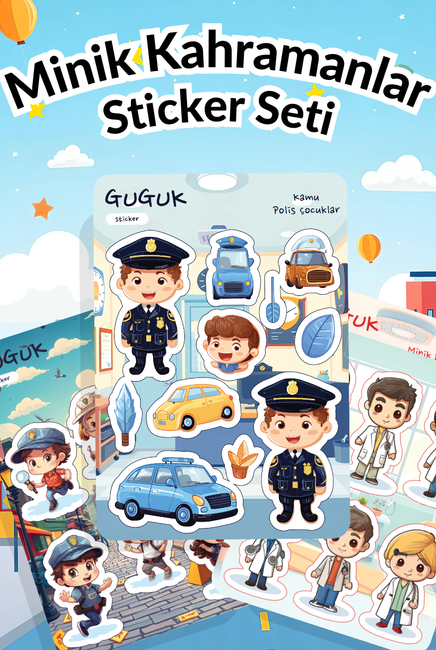 Minik Kahramanlar Sticker Yaprakları Seti