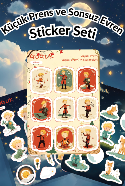 Küçük Prens ve Sonsuz Evren Sticker Yaprakları Seti