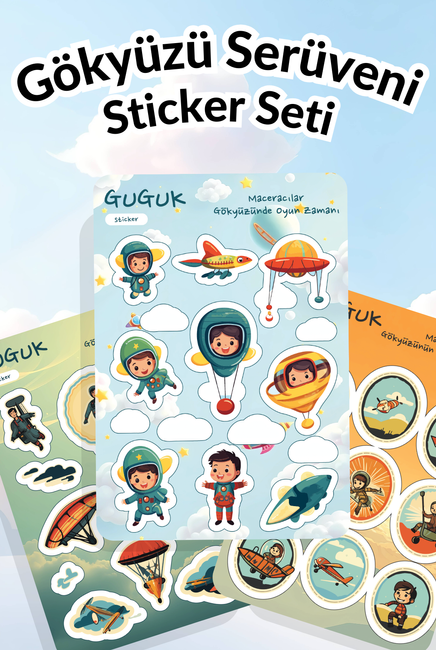 Gökyüzü Serüveni Sticker Yaprakları Seti 