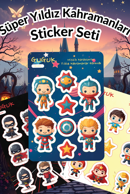 Süper Yıldız Kahramanları Sticker Yaprakları Seti