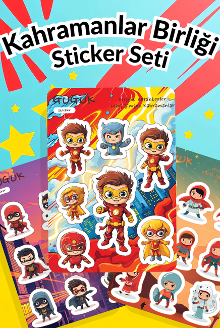 Kahramanlar Birliği Sticker Yaprakları Seti