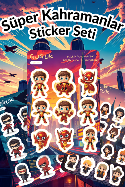 Süper Kahramanlar Sticker Yaprakları Seti