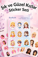 Şık ve Güzel Kızlar Sticker Yaprakları Seti