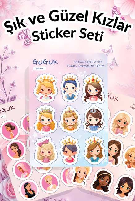 Şık ve Güzel Kızlar Sticker Yaprakları Seti