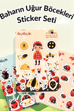 Baharın Uğur Böcekleri Sticker Yaprakları Seti 