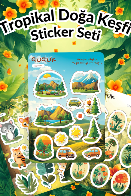 Tropikal Doğa Keşfi Sticker Yaprakları Seti