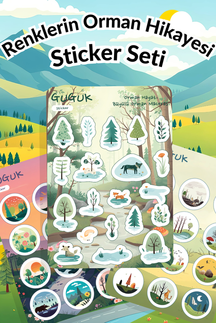 Renklerin Orman Hikayesi Sticker Yaprakları Seti